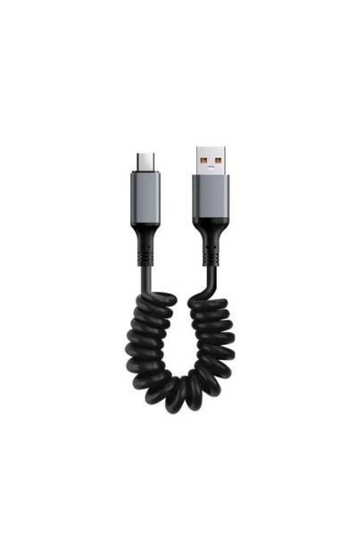 Choice Black TC 1M Car Spring Data Cord 6A Fast Charging USB C to USB C Cable...
