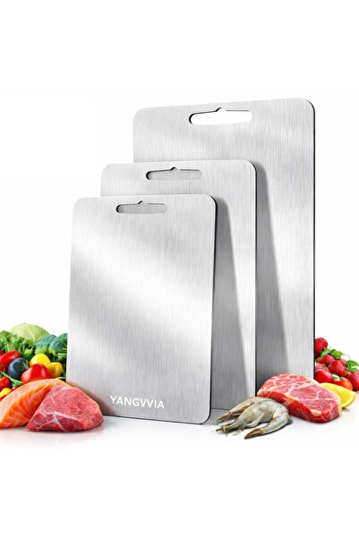 Generic Brand Stainless steel chopping board, double-sided stainless steel ki...