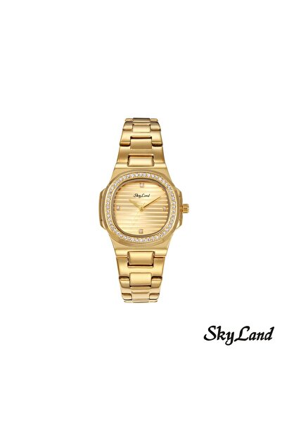 Skyland Luxury Gold Watch with Crystal Diamonds