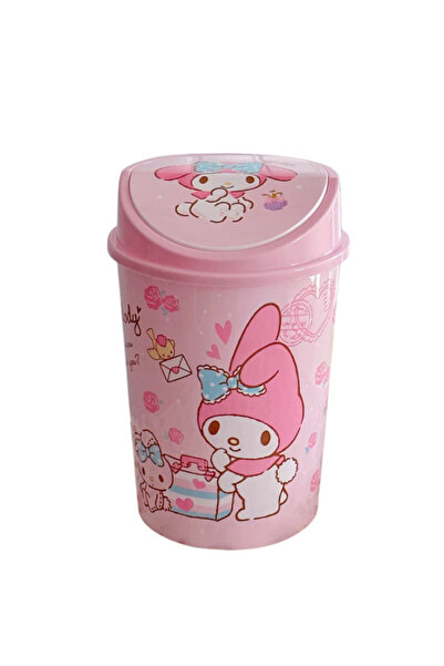 SANRIO Cute Kawaii Desktop Trash Bin with Lid – Pastel Cartoon Wastebasket fo...