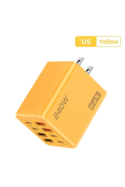 Choice10 Yellow-US 240W 8 in 1 USB C GaN Desktop Charger Fast Charge Phone Ad...