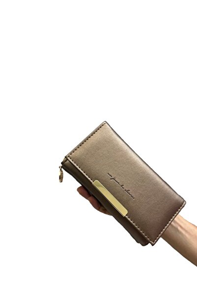 shiny ever Copper Color Soft Leather Women's Wallet Handbag with Gold Detail