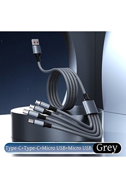 Choice5 USB-A to Multi 1.3m 2Type-c 2Micro USB 4-in-1 Multifunctional Chargin...