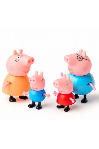 Peppa Pig Store Family House Toy Set for Kids – 4PCS Pretend Play Family Figures with Baby, George, Mommy & Daddy | Soft Rubber Face Dolls for Role Play | Kids Imaginative Play House Characters | Gift