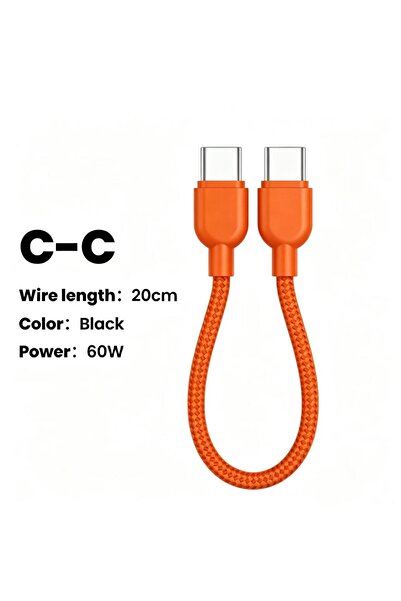 Choice 60W C-C orange PD 60W Type C to C Fast Charging Short Cable For iPhone...