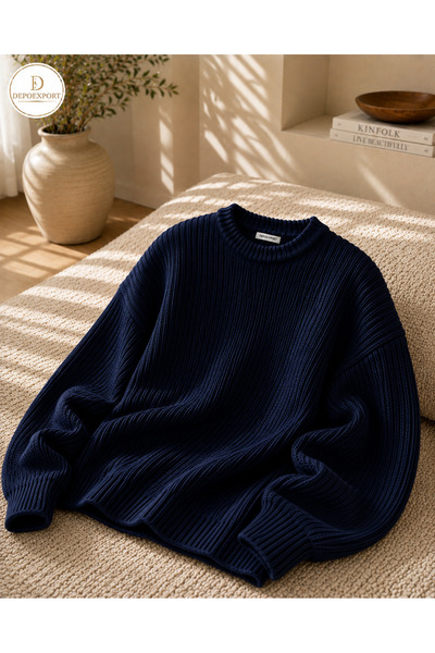 DepoExport Women's Premium Oversize Soft Crew Neck Knitwear Sweater