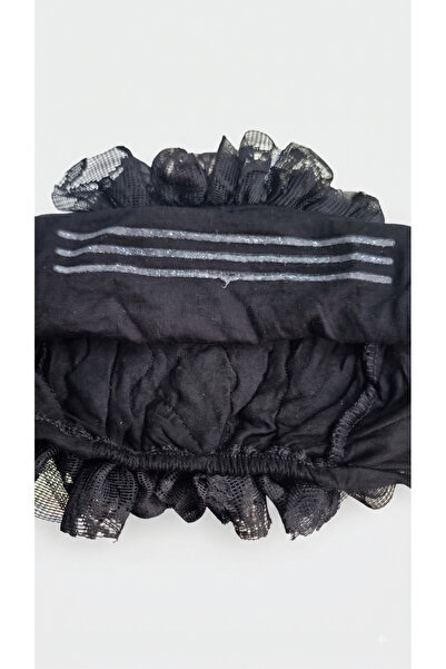 MyReal Black Non-Slip Silicone Combed Cotton Ruffled Voluminous Hairnet