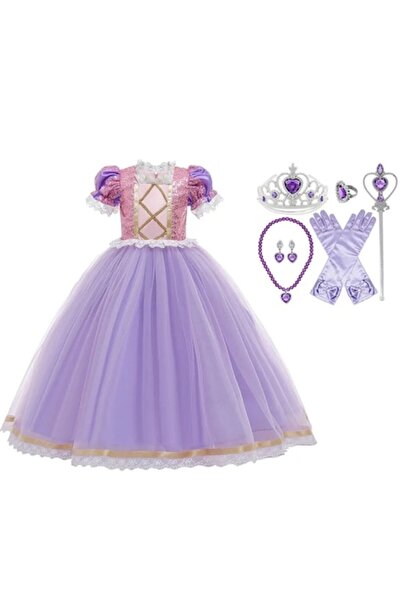 OEM Set costum de carnaval Rapunzel, rochie și accesorii, mov, 3-4 ani