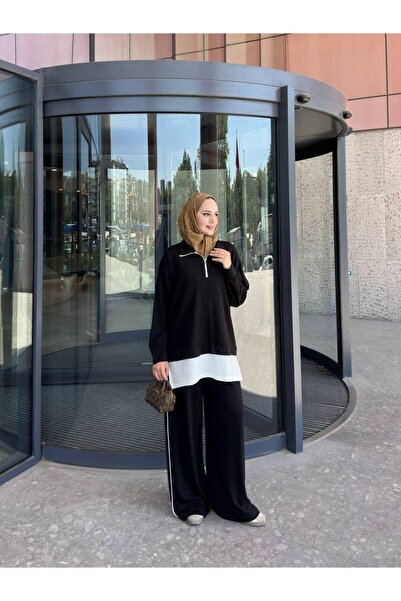nurvina modest wear Υπερμεγέθης διπλό σετ με αναδιπλούμενο γιακά και λεπτομέρ...