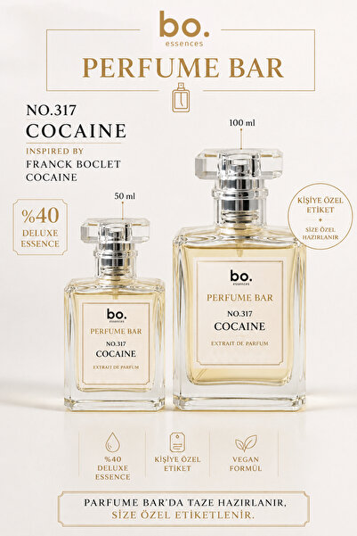bo. Essences Perfume Bar Cocanie | %40 Deluxe Esans | Extrait de Parfum | 50 ml / 100 ml | Kişiye Özel Etiket