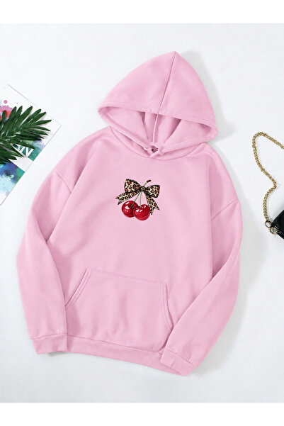 dont quıt Pink Hooded Sweatshirt Cherry