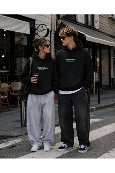 Harmandar Φούτερ με κουκούλα Empre City Brooklyn, μαύρο, με στάμπα, unisex, μ...