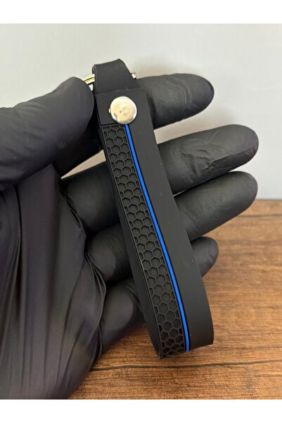 Mavi Keys Honeycomb Patterned Silicone Car Keychain Black Blue Sport Design K...
