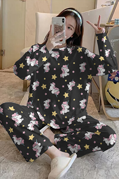 kuzey homewear Σετ μακρυμάνικη πιτζάμες Unicorn Supersoft Basic Μονό Τζέρσεϊ