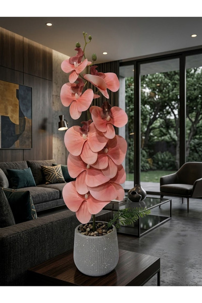 co arma Artificial Orchid Flower with Glass Vase Beautiful and Exquisite Shap...
