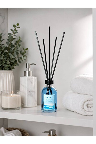 Ocean Okyanus Esintisi Çubuklu Oda Kokusu 50 ml - Ferah Ve Kalıcı Banyo Ve Ev Kokusu Siyah Çubuklu