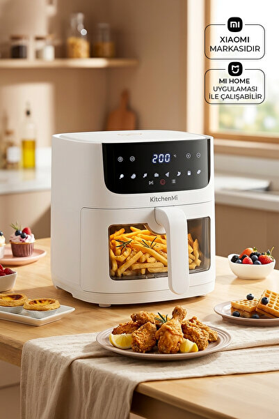 KitchenMi 12 Ekran Programlı 6 Litre Dijital Dokunmatik 1500 W Yağsız Kızartm...