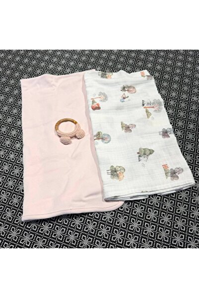 Mummys Love Baby Girl 2-Piece Blanket Set (80*85) - 100% Natural Cotton - Pink