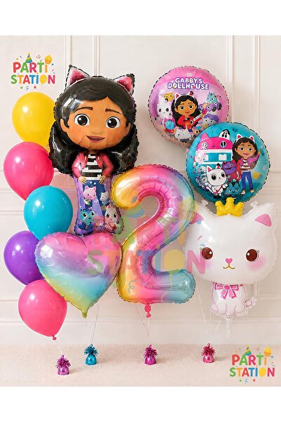 Parti Station Gabby Dollhouse Balloon Set for Ages 2 and Up, 11 Pieces Birthd...