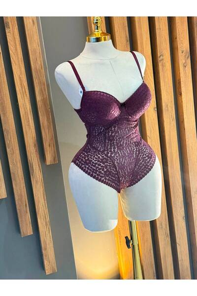 NOA SELECTION Lior Full Destekli Dantel Bodysuit – Mürdüm