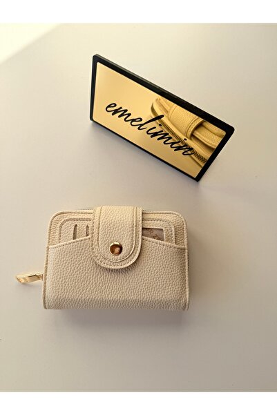 emelimin Women's Cream Wallet with Removable Card Holder and Snap Fastener, M...