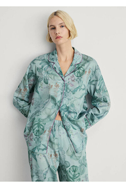 MANGO Woman Tropical Patterned Pajama Shirt