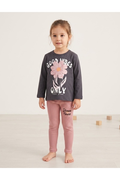 MiniKids Set 2 piese GOOD VIBES, roz prafuit