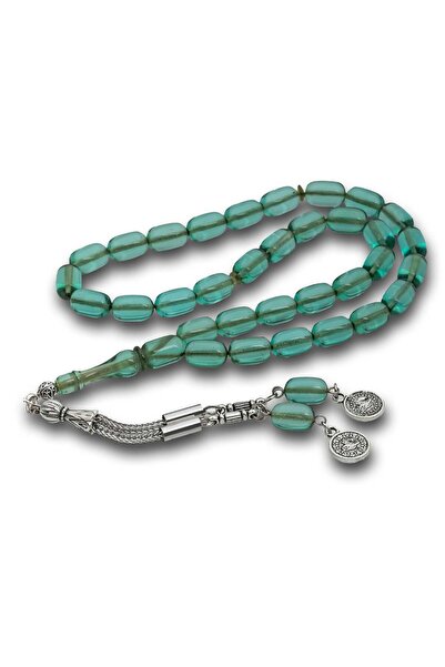 Inure Jewelry Διαφανές πράσινο νερό κεχριμπαρένιο χάντρες προσευχής με μεταλλ...