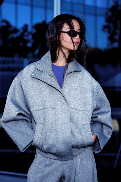 Bershka Oversize scuba kumaş ceket