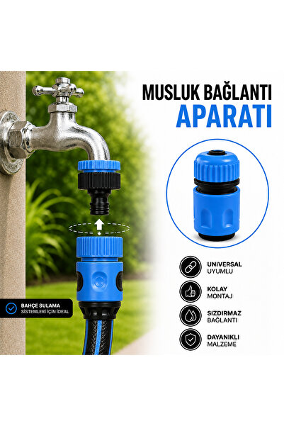 CinaMax Cina Max 1/2 Mavi Hortum Hızlı Bağlantı Aparatı Bahçe Musluk Adaptörü...
