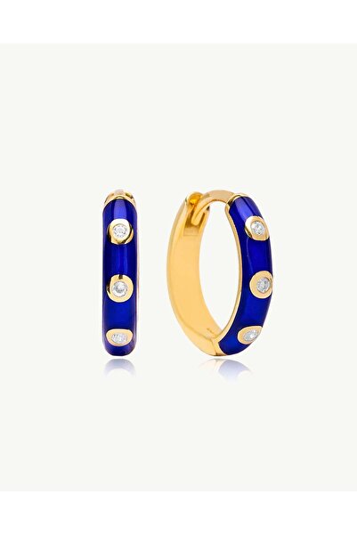 Stemma Jewelry Cercei Small Midnight Enamel Hoops din Argint 925, cu Zirconiu...