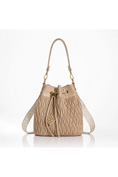 Pierro Accessories Τσάντα Γυναικεία Ώμου Πουγκί Sheba Atelier σε Χρώμα Μπεζ 9...