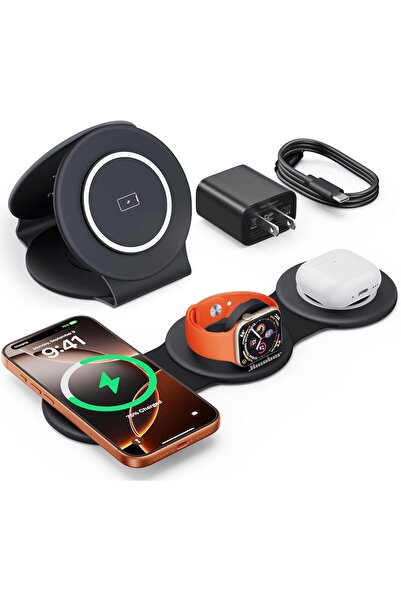 Jubilin 3-in-1 Magnetic Wireless Charger for iPhone 13-17 Watch and AirPods -...