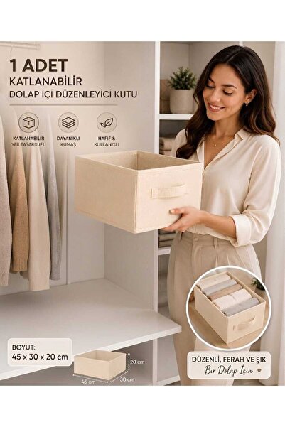 MorBebe 1 komad krem tkanine, sklopiva kutija za organizaciju ormara 45x30x20...