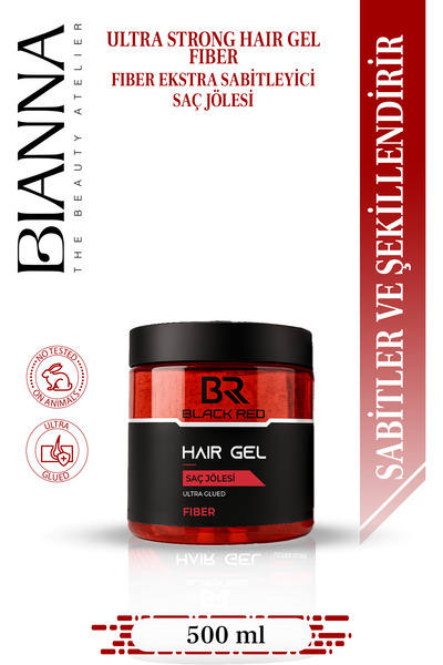 Black Red Fiber Saç Jölesi 500 ml – Ultra Güçlü Tutuş, Ekstra Sabitleyici Hai...