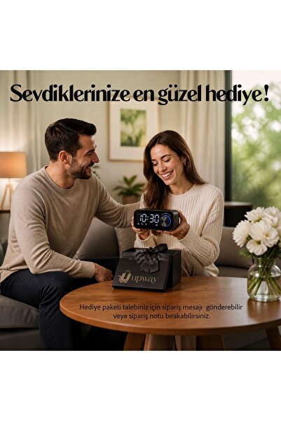 UpWay LED Işıklı Dijital Masa Saati – Bluetooth Hoparlör SD Kart Çift Alarm
