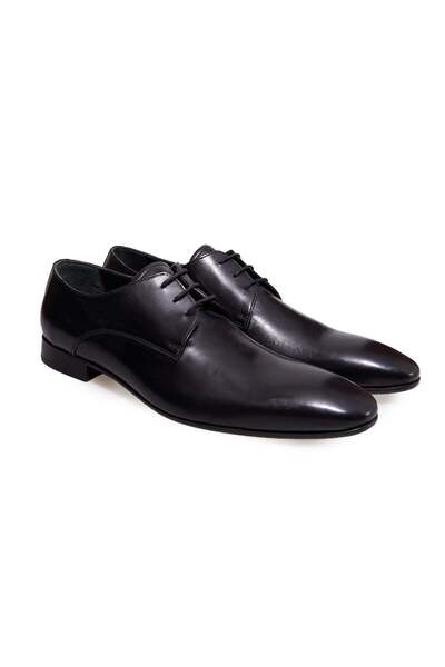 FRANCO CALVANI Black Color Lace-Up Genuine Leather Men's Shoes