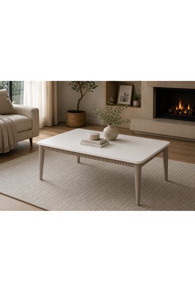 Ganni Home Lodos Orta Sehpa Krem – Platin Gürgen İskeletli, Dekoratif Çıtalı ...