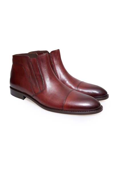 FRANCO CALVANI Brown Laceless Genuine Leather Men's Boots