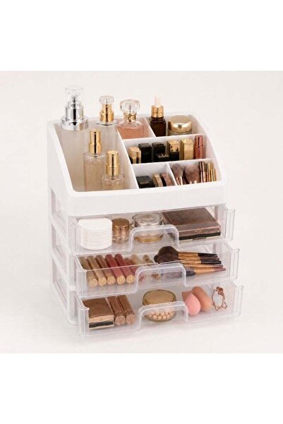 Generic 3-Drawer Cosmetic Organizer with Top Storage, Desktop Makeup Storage ...