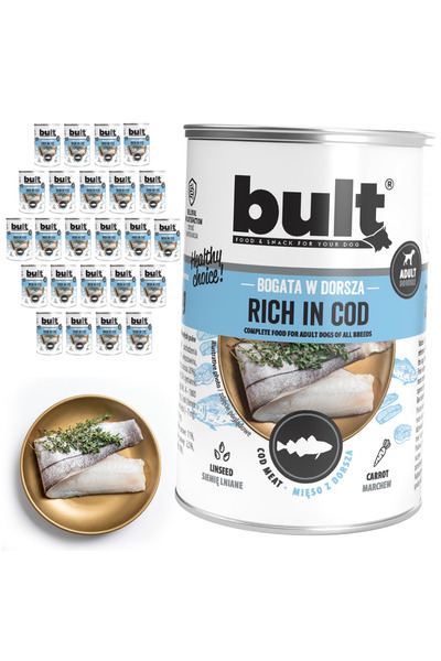 Bult Hrană umedă completă pentru câini, bogată în cod, conservă 24x400g