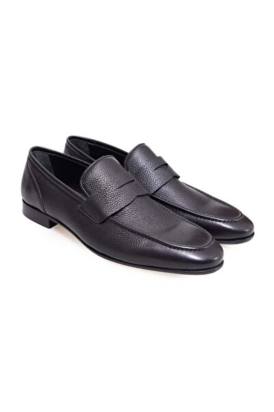 FRANCO CALVANI Black Color Laceless Genuine Leather Leather Sole Men's Shoes