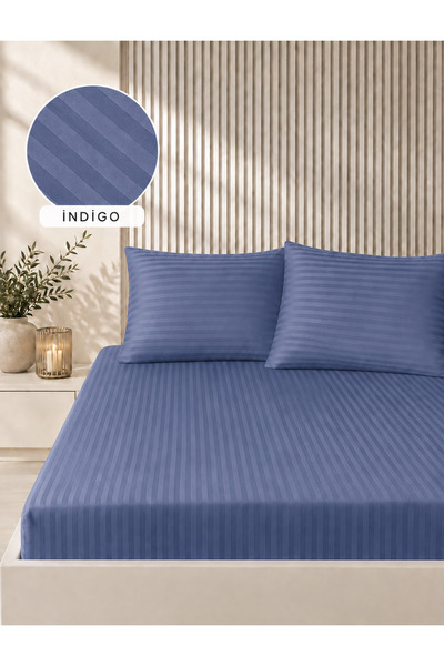 Bella Home 160x200 Set satenskih plahti sa prugama | Meka tekstura | Elegantn...