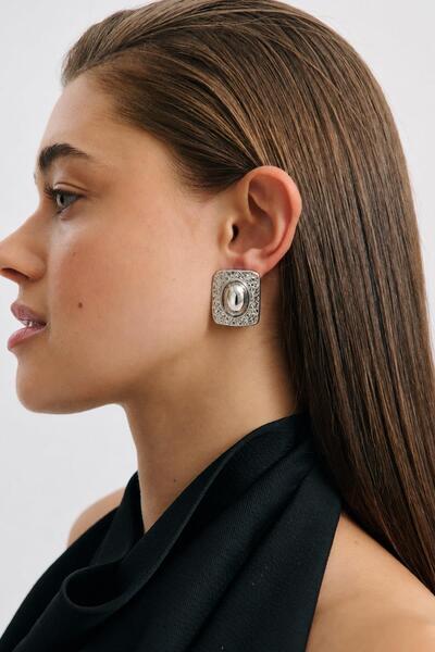 New Obsessions Brooke Statement Silver Plate Earrings