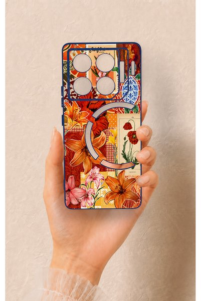 Vip Case Infinix Gt 20 Pro Compatible Orange Lily Patterned Silicone Case