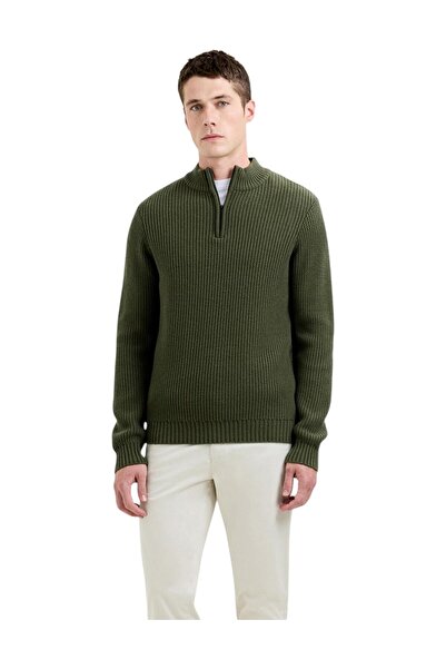 French Connection Men Cross Knit Half Zip Jumper