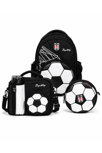 Beşiktaş Futbol Topu Desenli 3'lü Okul Çantası Seti - Okul Çantası, Beslenme ...