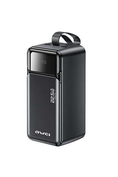 AWEI PA-106 Power Bank, 50000mAh, 22.5W, 2x USB-C, 2x USB-A, LED Display, Black