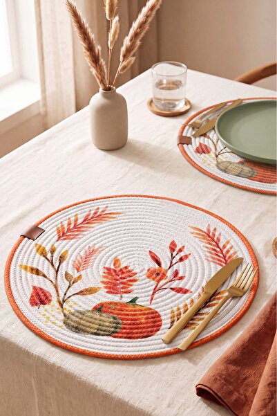 Rivaİstanbul Pumpkin Cotton Straw Mat 32X32 cm