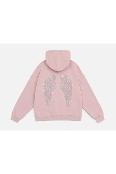 Mad&Calf Women's Wing Stone Printed Hooded Oversize Sweatshirt